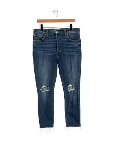 Pre-owned Re/done High-rise Straight Leg Jeans In Blue