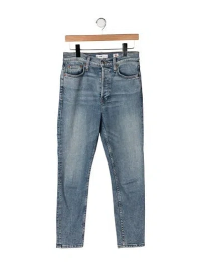 Pre-owned Re/done High-rise Straight Leg Jeans In Blue