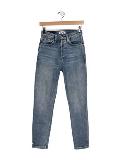 Pre-owned Re/done High-rise Straight Leg Jeans In Blue
