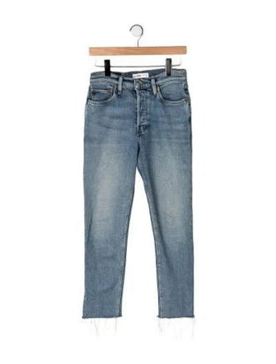 Pre-owned Re/done High-rise Straight Leg Jeans In Blue