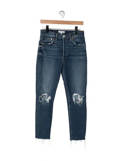 Pre-owned Re/done High-rise Straight Leg Jeans In Blue