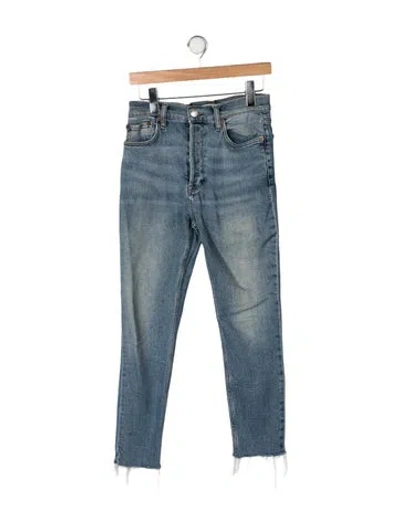 Pre-owned Re/done High-rise Straight Leg Jeans In Blue