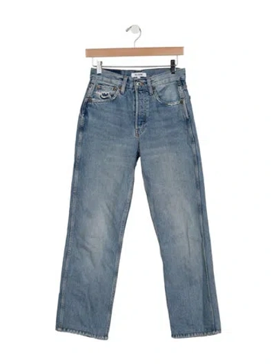 Pre-owned Re/done High-rise Straight Leg Jeans In Blue