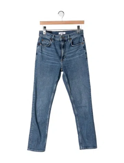 Pre-owned Re/done High-rise Straight Leg Jeans In Blue