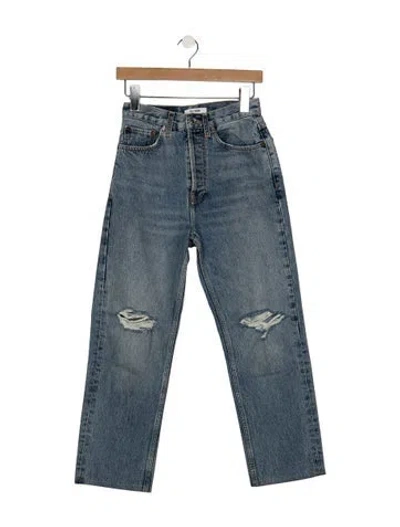 Pre-owned Re/done High-rise Straight Leg Jeans In Blue