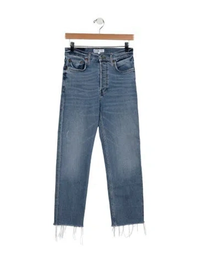 Pre-owned Re/done High-rise Straight Leg Jeans In Blue