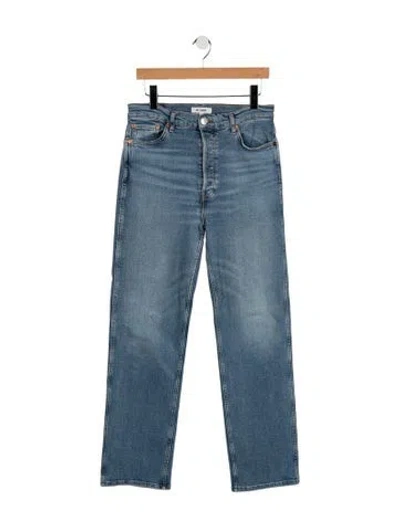 Pre-owned Re/done High-rise Straight Leg Jeans In Blue
