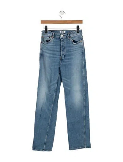 Pre-owned Re/done High-rise Straight Leg Jeans In Blue