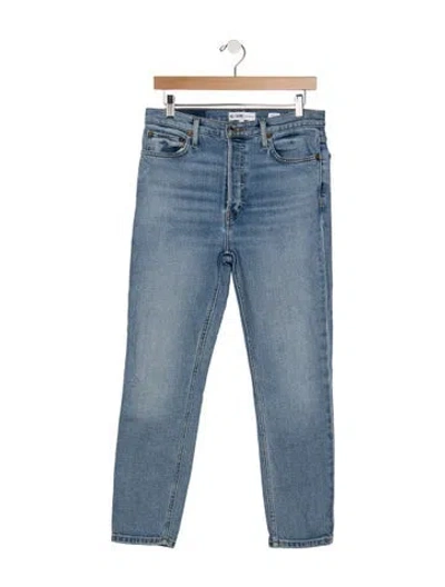 Pre-owned Re/done High-rise Straight Leg Jeans In Blue