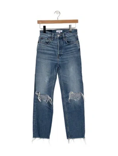 Pre-owned Re/done High-rise Straight Leg Jeans In Blue