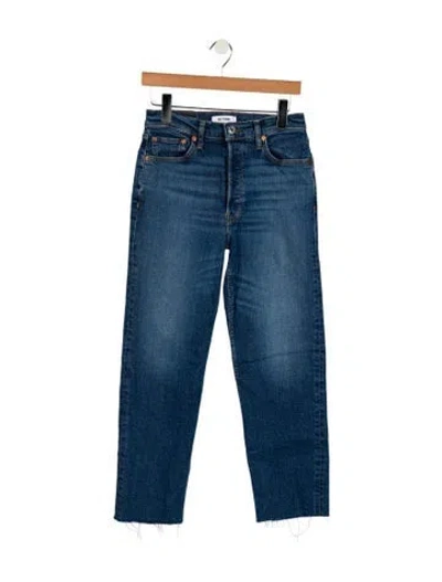 Pre-owned Re/done High-rise Straight Leg Jeans In Blue