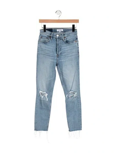 Pre-owned Re/done High-rise Straight Leg Jeans In Blue