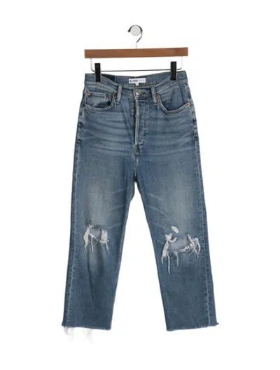 Pre-owned Re/done High-rise Straight Leg Jeans In Blue