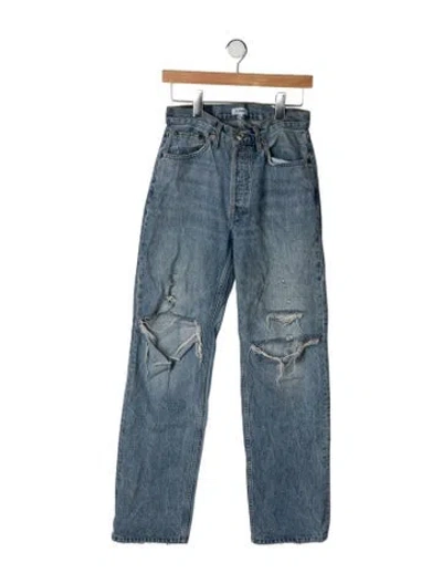 Pre-owned Re/done High-rise Straight Leg Jeans In Blue