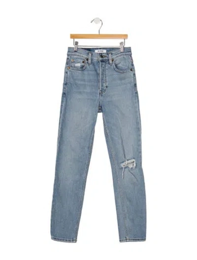 Pre-owned Re/done High-rise Straight Leg Jeans In Blue