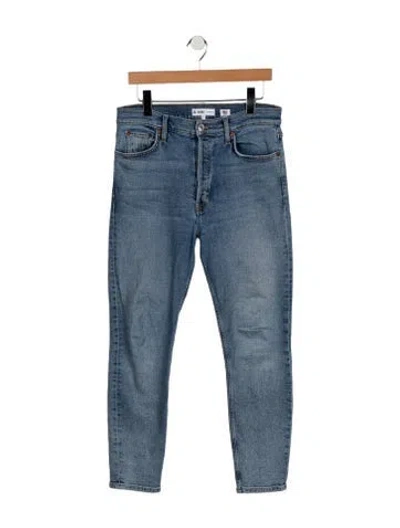 Pre-owned Re/done High-rise Straight Leg Jeans In Blue