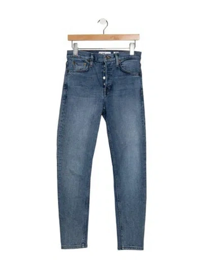 Pre-owned Re/done High-rise Straight Leg Jeans In Blue
