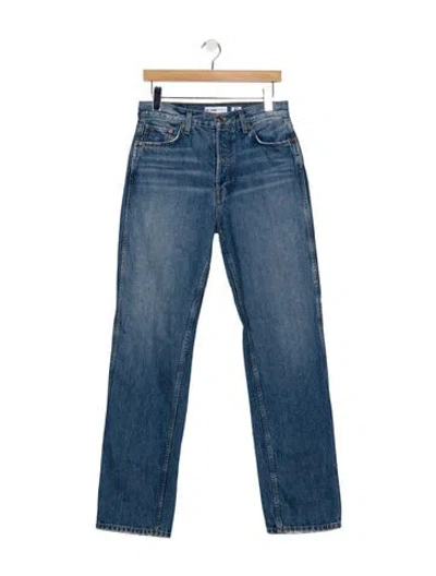 Pre-owned Re/done High-rise Straight Leg Jeans In Blue