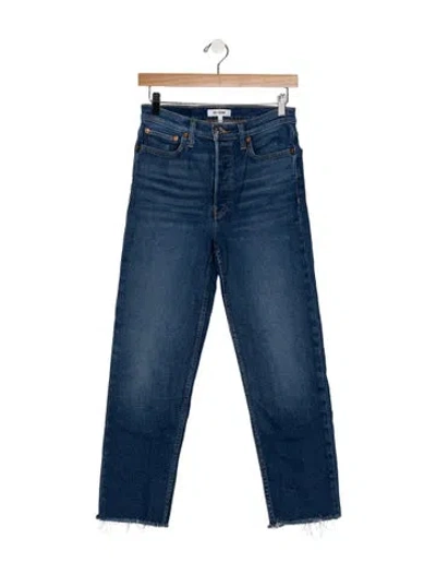 Pre-owned Re/done High-rise Straight Leg Jeans In Blue