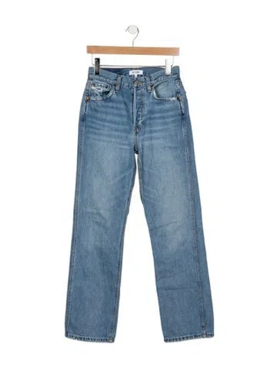 Pre-owned Re/done High-rise Straight Leg Jeans In Blue