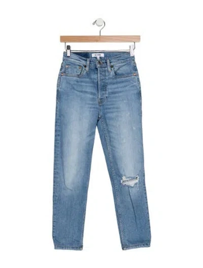 Pre-owned Re/done High-rise Straight Leg Jeans In Blue