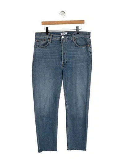 Pre-owned Re/done High-rise Straight Leg Jeans In Blue