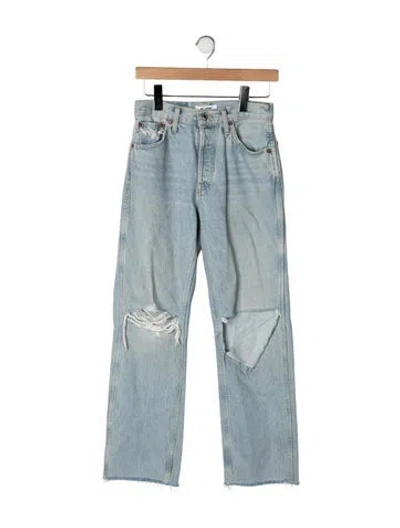 Pre-owned Re/done High-rise Straight Leg Jeans In Blue/green