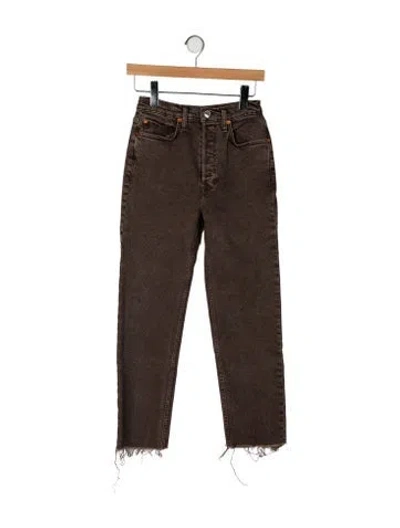Pre-owned Re/done High-rise Straight Leg Jeans In Brown
