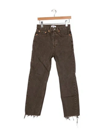 Pre-owned Re/done High-rise Straight Leg Jeans In Brown