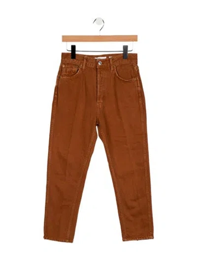Pre-owned Re/done High-rise Straight Leg Jeans In Brown