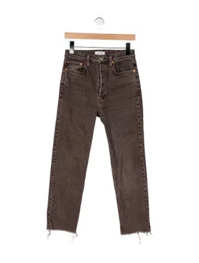 Pre-owned Re/done High-rise Straight Leg Jeans In Brown