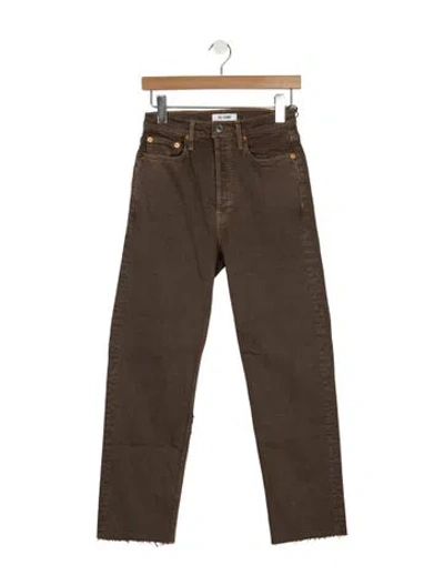 Pre-owned Re/done High-rise Straight Leg Jeans In Brown