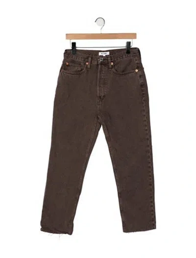 Pre-owned Re/done High-rise Straight Leg Jeans In Brown
