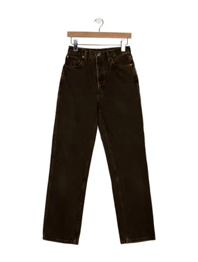 Pre-owned Re/done High-rise Straight Leg Jeans In Brown