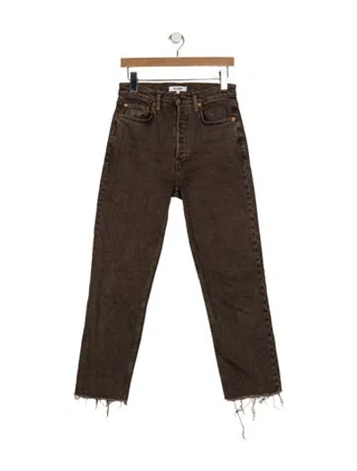Pre-owned Re/done High-rise Straight Leg Jeans In Brown