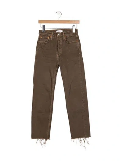 Pre-owned Re/done High-rise Straight Leg Jeans In Brown