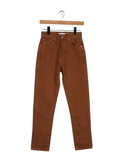 Pre-owned Re/done High-rise Straight Leg Jeans In Brown