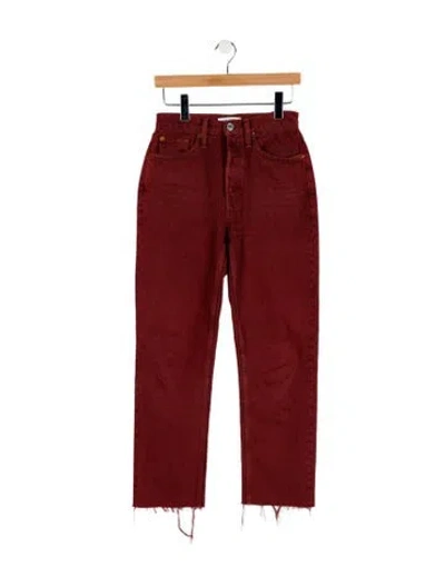 Pre-owned Re/done High-rise Straight Leg Jeans In Burgundy
