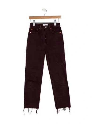 Pre-owned Re/done High-rise Straight Leg Jeans In Burgundy