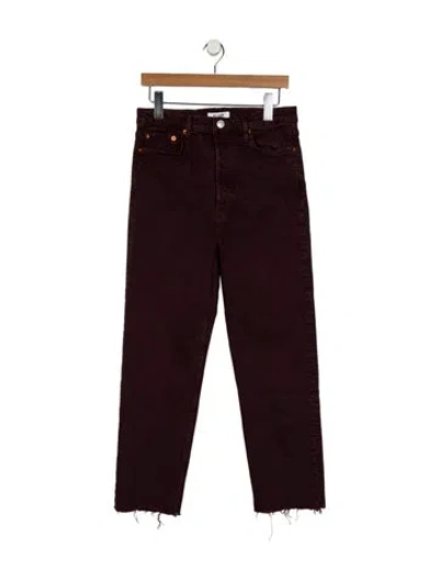 Pre-owned Re/done High-rise Straight Leg Jeans In Burgundy