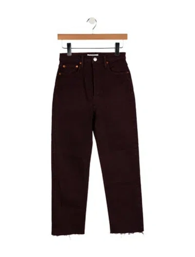 Pre-owned Re/done High-rise Straight Leg Jeans In Burgundy
