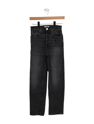 Pre-owned Re/done High-rise Straight Leg Jeans In Gray
