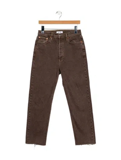 Pre-owned Re/done High-rise Straight Leg Jeans In Gray