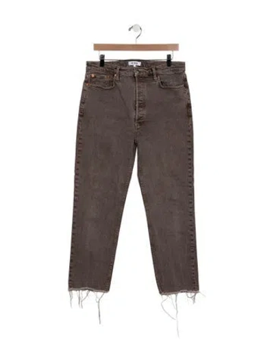Pre-owned Re/done High-rise Straight Leg Jeans In Gray
