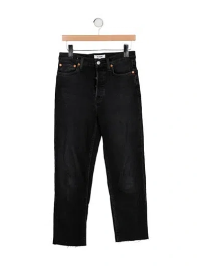 Pre-owned Re/done High-rise Straight Leg Jeans In Gray