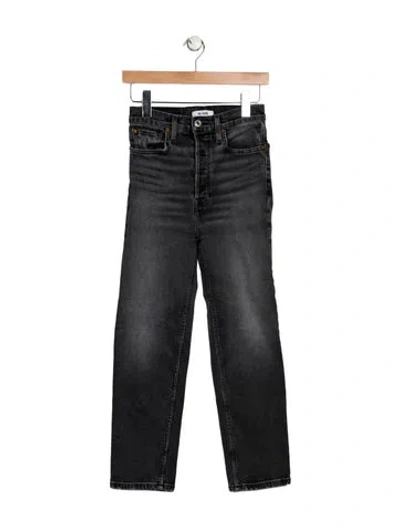 Pre-owned Re/done High-rise Straight Leg Jeans In Gray