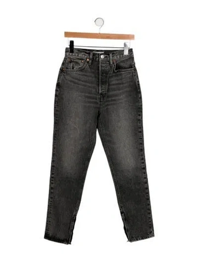 Pre-owned Re/done High-rise Straight Leg Jeans In Gray