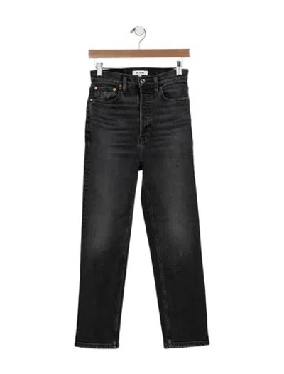 Pre-owned Re/done High-rise Straight Leg Jeans In Gray