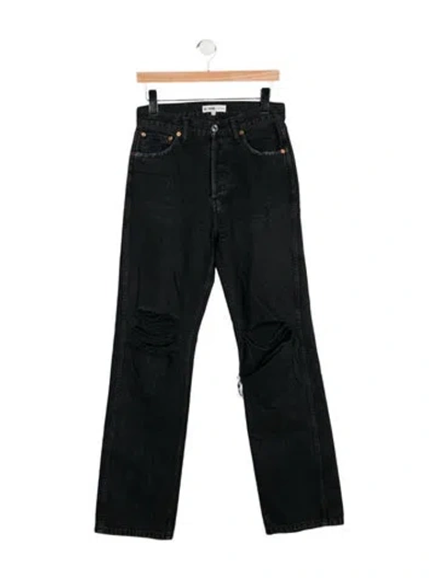 Pre-owned Re/done High-rise Straight Leg Jeans In Gray
