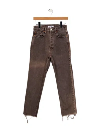 Pre-owned Re/done High-rise Straight Leg Jeans In Gray